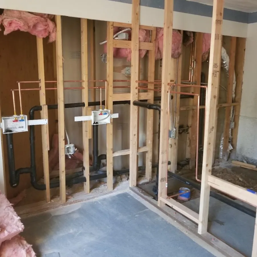 Copper pipe rough-in and plumbing installation in Chapel Hill